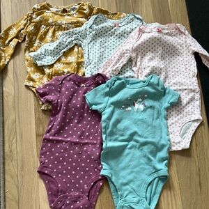 Floral and Polka Dot 12 months onesie bundle